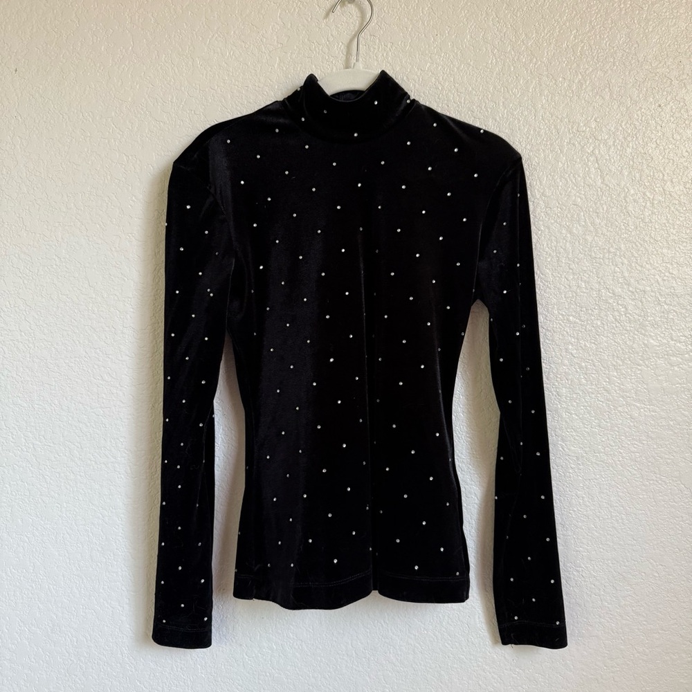 H&M Black Velvet Top with Rhinestones